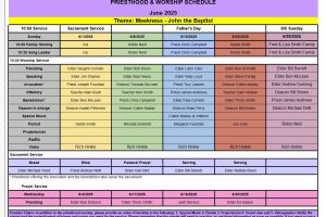 Priesthood and Worship Calendar Screenshot